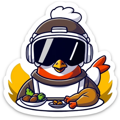 PUBG player with Level 3 helmet celebrating with roasted chicken dinner trophy sticker