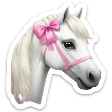 Make a beautiful white horse with a pink bow  sticker
