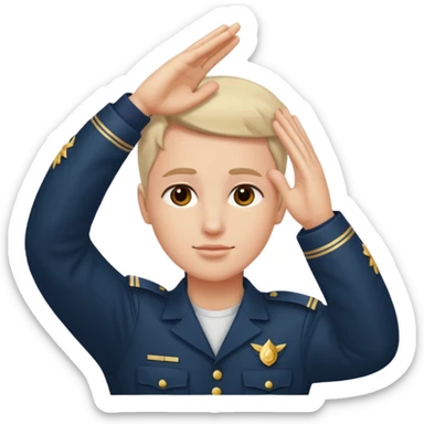 right arm on forehead saluting sticker