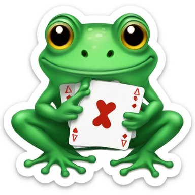 frog playing cards sticker