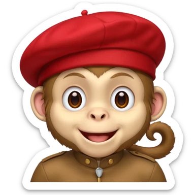 Monkey wearing red beret sticker