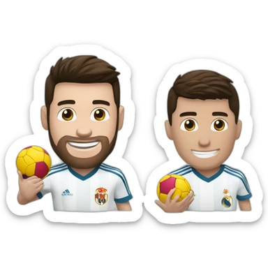 Messi y Cristiano Ronaldo chocando las manos sticker