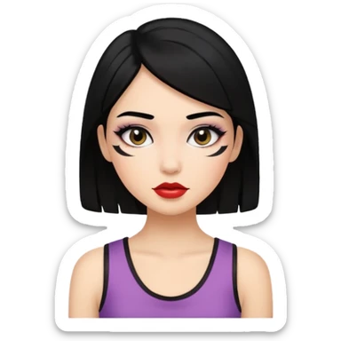 girl In Sleeveless, black hair, funky. sticker