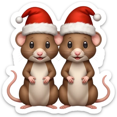 Rats with Christmas hats sticker