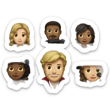 6 musketeers driving a semi, no weapons, diverse, male & female sticker