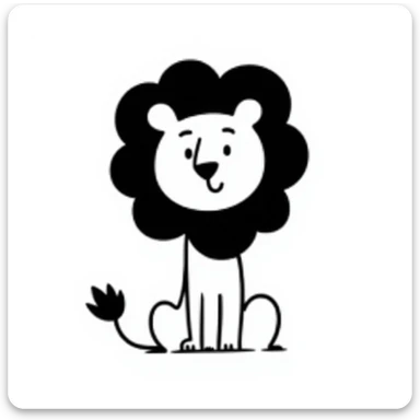 minimalist lion illustration, black hand-drawn lines, doodle style, Notion aesthetic sticker