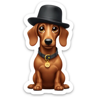 Sausage dog with a hat sticker
