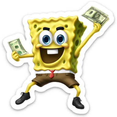 SpongeBob tossing money to dancers sticker