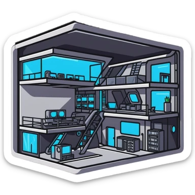 futuristic secret lair under construction sticker