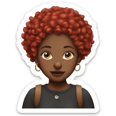 Black girl with red curly hair and nose piercings  sticker
