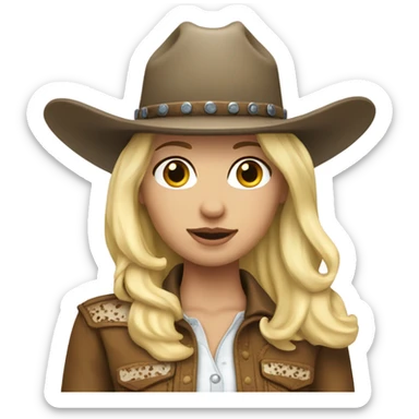 cowgirl that has white skin and blonde gate with appaloosa horse sticker