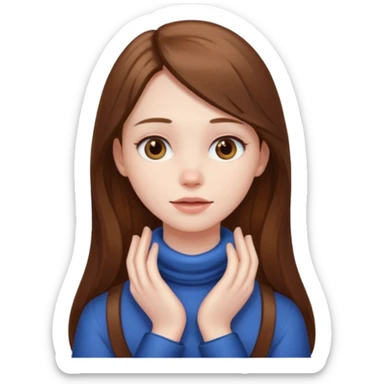 Girl with her hands around her neck sticker