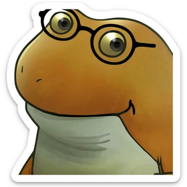 Funny goldfish character with round glasses and silly expression sticker