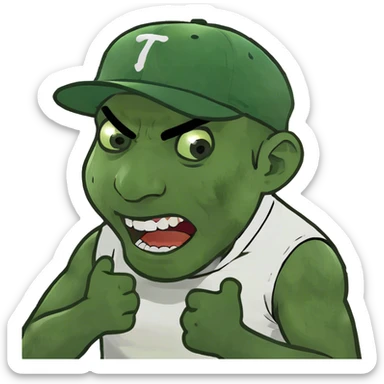 A man with his arms crossed on his neck screaming  sticker