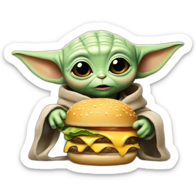 Baby Yoda eat burger sticker