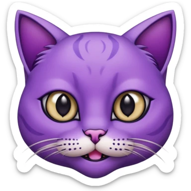 Scary purple cat fully black eye and with mouth a moon Nekless sticker