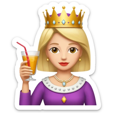 queen with drink sticker