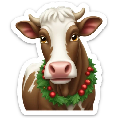 Christmas cow sticker