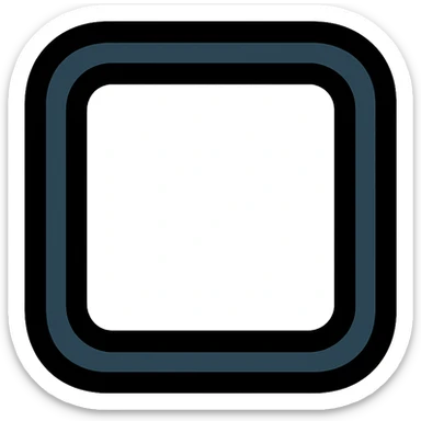 icon of a square with rounded corners, white inside, black ombre effect outward, black border, no text sticker