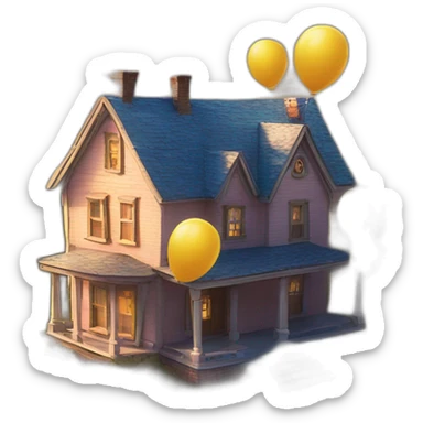 house from up movie carried by baloons sticker