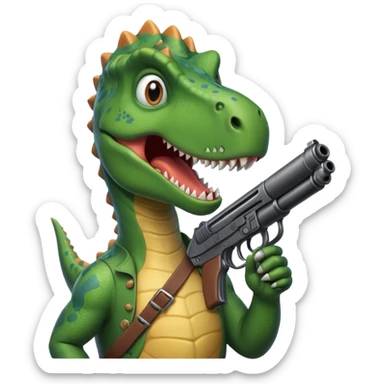 Dino with a gun sticker