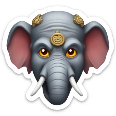 Elephant as a japanese oni mask sticker