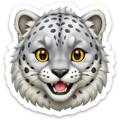 Snow leopard with teeth  sticker