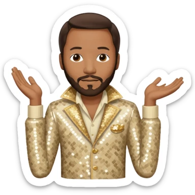 Marvin Gaye with dark brown hair, cream sequin outfit sticker