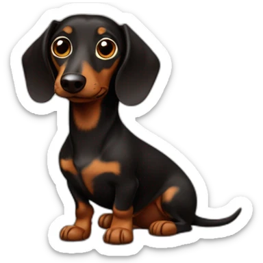 A Black and Chocolate Dachshund looking curious with its ears perked up. sticker