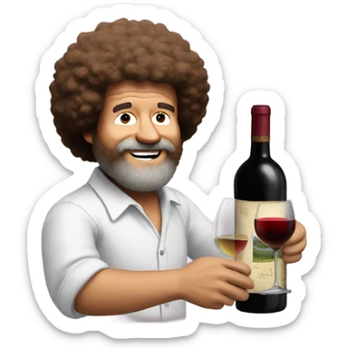 Bob Ross with wine sticker