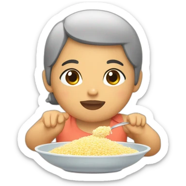 Chinita gorda comiendo arroz  sticker