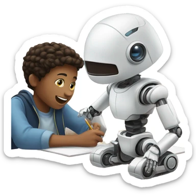 Student learning with a robot sticker