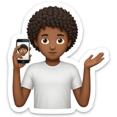 a black boy with a curly hair and a white t shirt  sticker