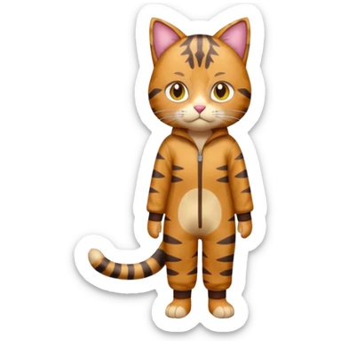 full body anxious looking colourful light calico tabby cat with hazel eyes and patchy brown tabby sections of fur sticker