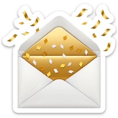 white envelope фтв gold confetti sticker