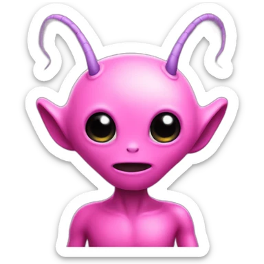 a pink alien with antennae sticker