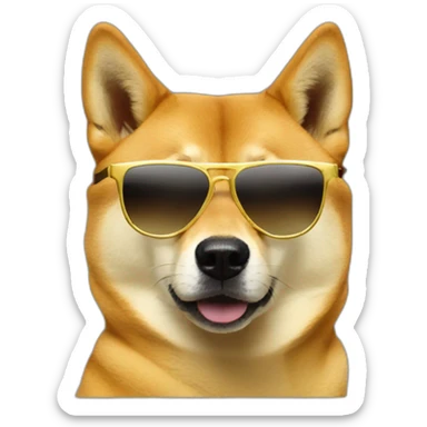 Dogecoin but the doge wears sunglasses sticker