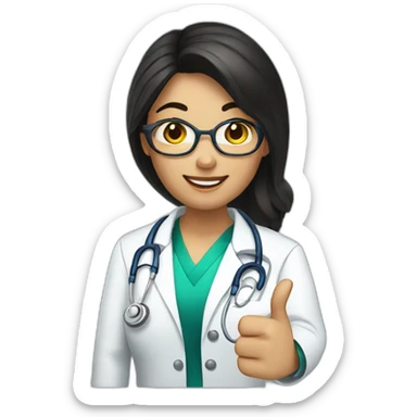 doctor girl with dark hair thumbs up sticker