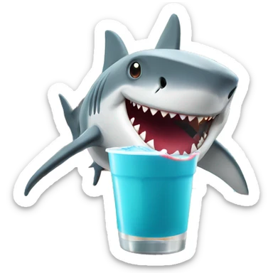 Shark on a cruise drinking  boba  sticker