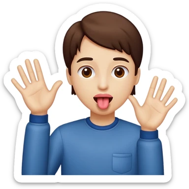 Tongue out with hands to the side  sticker