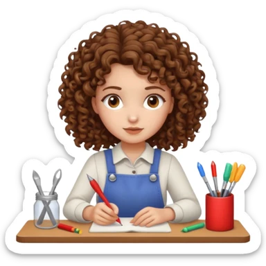 girl with curly brown hair craft sticker