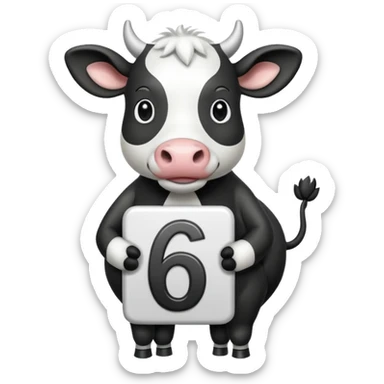 Swanky ghetto cow holding the numbers 6 and 7  sticker