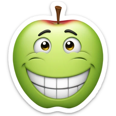 happy face whit apple in te eyes sticker