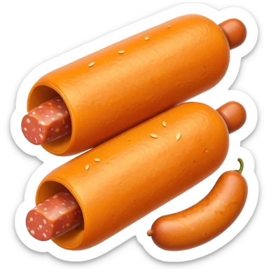 orange cylindrical pieces sausage shaped on each end with no lines sticker