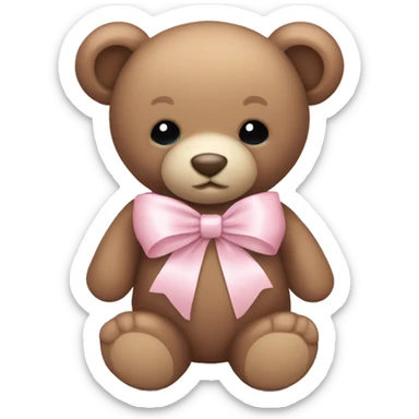 teddy bear with pale pink ribbon and pale pink heart sticker