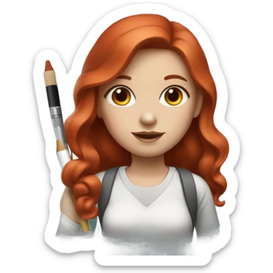 White, read head girl artist  sticker