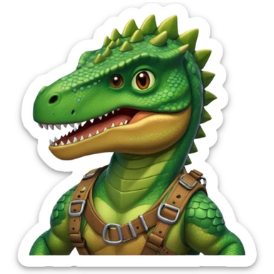 Dinosaur in harness, portrait sticker