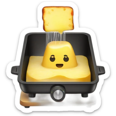 Melting Raclette over a potato sticker