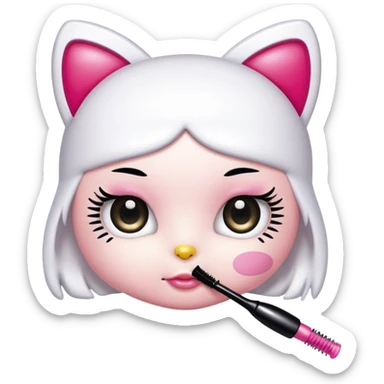  hello Kitty holding an eyelash mascara spoolie sticker