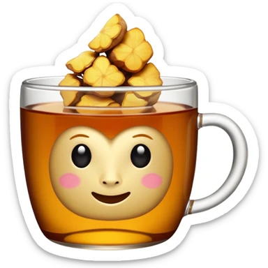 cup of tea with ginger root sticker